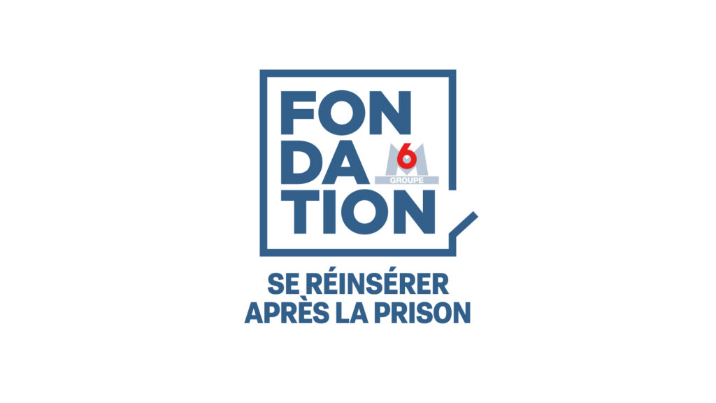 Logo de la fondation M6 avec la phrase "Se réinsérer après la prison"